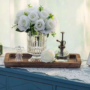 Venta al por mayor bandeja decorativa de madera rústica portavelas multifunción largo estrecho para mesa de centro sala de estar bebida - Product Image 4