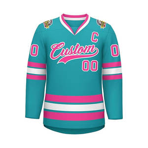 เสื้อกีฬาฮ็อกกี้น้ำแข็งที่ปรับแต่งได้พร้อมแขนยาวชื่อทีมหมายเลขโลโก้ออกแบบสีของคุณเองบริการ OEM - Product Image 6