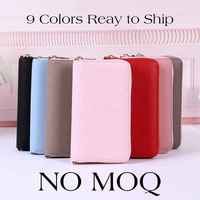 Dompet Unisex, asli, kualitas terbaik, lipat dua, penutup ritsleting, panjang portabel, Premium, saku depan bagus