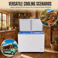 Congélateur coffre solaire 258L 338L 12V 24VDC, réfrigérateur double compartiment DC pour maison, camping-car, camping, hors réseau