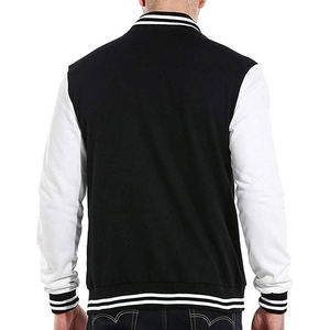 Men's Custom High Street Slim Fit Varsity Jacket Quick Dry Leather Sleeve Wool <b>Fabric</b> Stand Collar CollegeBaseballjacket for men - Product Image 2