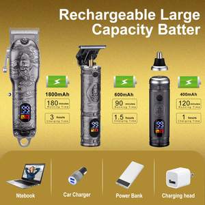 Tondeuse à Cheveux Professionnelle Sans Fil pour Hommes, Rechargeable par USB, Lame en T, Tondeuse de Barbier pour Barbe et Nez, Prise US - Product Image 3