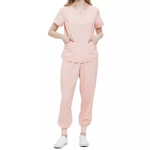 Ensemble de gommage pour femmes haut confortable à col en V et pantalon de jogging avec poches, ensemble de gommages de taille pour femmes - Product Image 3