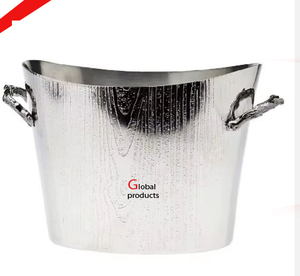 Refroidisseur de vin de seau à glace d'acier inoxydable en métal de forme ronde de qualité supérieure pour le restaurant et le bar d'hôtel - Product Image 5