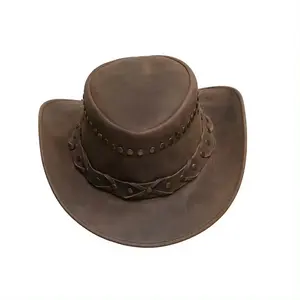 قبعة رعاة البقر من الجلد عالية الجودة بسعر رخيص لعام 2024 قبعات بحجم وشعار مخصصة من مورد قبعات OEM