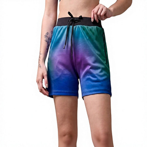 Shorts sportifs pour femmes, tendance, nouvelle collection, imprimés par sublimation, bande élastique haute élasticité, respirant, tissé en polyester, coupe régulière, séchage rapide - Product Image 3