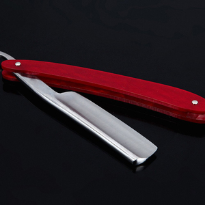 Maquinillas de afeitar de un solo filo hechas a medida, maquinillas de afeitar duraderas de acero y Metal con mango recubierto rojo para peluquería con bolsa de cuero - Product Image 5
