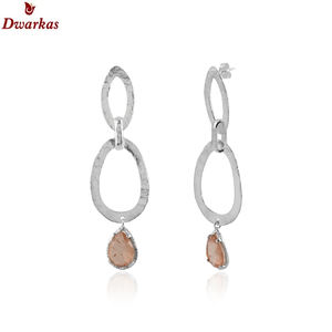 925 plata esterlina natural doblete Kenia cuarzo piedra preciosa martillo pendiente joyería personalizada fabricación - Product Image 4