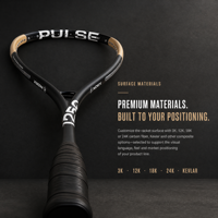 Raquette de squash personnalisée OEM, raquette légère en fibre de carbone pour l'entraînement des adultes, la compétition et l'utilisation en club