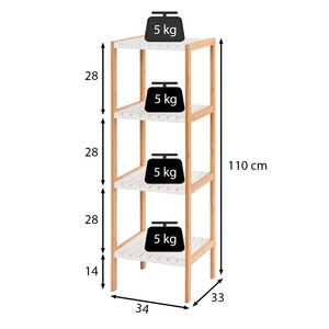 BFKS028-4-Tier <b>Rustic</b> Bamboo Wood Metal Decorative <b>Shelf</b> 34x33x110cm Home Decoration Flower Pot Living Room Wardrobe Christmas - Product Image 4