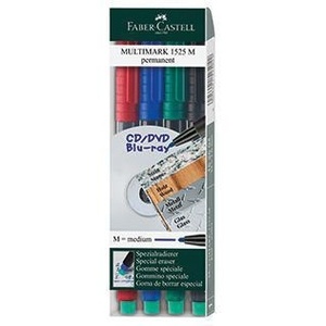 Marcadores de Colores Faber-Castell Multimark 1525 de 1 mm, Colores Surtidos, Paquete de 4 Piezas - Product Image 1