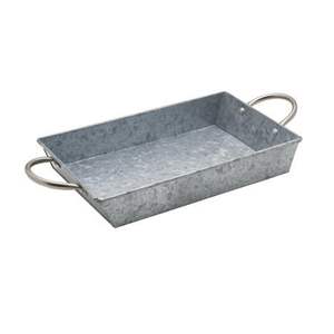 Plateau polyvalent pour ustensiles de cuisine Plateaux en acier galvanisé gris Qualité alimentaire Plateau de service en gros pour les fêtes de pique-nique - Product Image 4