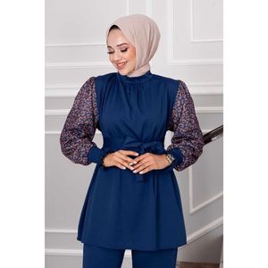 ชุดสูท2ชิ้นฮิญาบชุด2ชิ้นลายเสือดาวสีคราม - Product Image 2