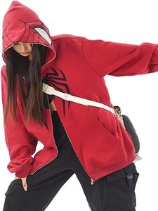 เสื้อสเวตเตอร์มีฮู้ดแบบมีซิปสำหรับผู้ชายและผู้หญิงเสื้อสเวตเตอร์มีฮู้ดแนวสตรีทโอเวอร์ไซส์มีซิปลายกราฟิกแมงมุมสำหรับผู้ชายและผู้หญิง - Product Image 4