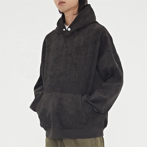 OEM Custom Logo 320gsm Plain <b>Pullover</b> Hoodies Oversized Drop Shoulder Blank Best Quality French Terry <b>Men's</b> Hoodies - Product Image 2