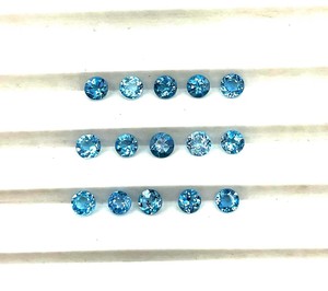10-Piece Set Of Natural London Blue Topaz 3mm Round Cut Stones - AAA Quality, Eye Clean