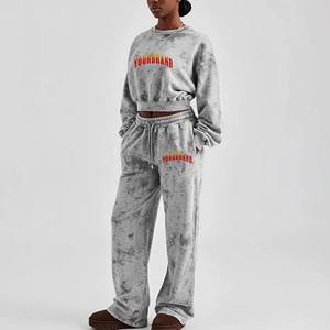 Ensemble de survêtement tendance pour femmes, coupe ample, deux pièces, sweat-shirt et pantalon de survêtement, couleur unie, ensemble de jogging pour femmes, survêtement - Product Image 1