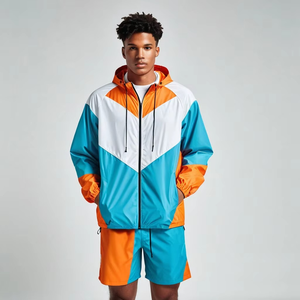 Ensemble coupe-vent pour homme en polyester et nylon, veste zippée et short, deux pièces - Product Image 5