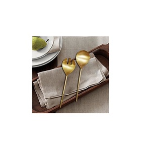 Ensemble de cuillères et fourchettes à salade en laiton ensemble de 2 serveurs à salade modernes de qualité supérieure ensemble de vaisselle en laiton pour salade avec artisanat naturel - Product Image 2