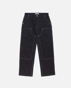 Jeans vintage pour homme, 12 oz, denim brut, jambe large, streetwear, taille mi-haute, tissé, lavé, noir indigo, été, uni, lavable - Product Image 1