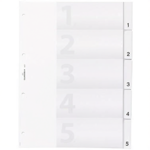 Durable DIN A4 Transparent Plastic File Dividers 1-5 Sheets <b>Blank</b> 5 Divider Sheets - Product Image 2