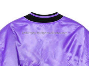 Blouson aviateur en satin léger personnalisé pour homme violet avec ourlet côtelé poches latérales à la taille fermeture éclair pour un usage quotidien - Product Image 5