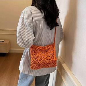 Mori Cotton Rope Woven Lady Fashion Bag Bohemian Ethnic Style Crossbody Single Shoulder Handbag All-Match Straw Bag Polyester - Product Image 4