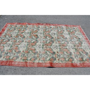 Tapis de grande surface turc vintage classique rouge vert Patchwork Design laine matériau Latex Rectangle pour tapis de chambre d'adolescent 5.2x8.5 pieds - Product Image 3