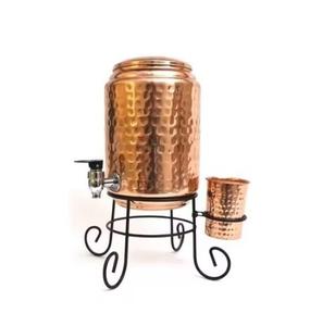 Distributeur d'eau en cuivre pur de qualité supérieure avec finition martelée pour une eau potable saine et fraîche, durable, idéal pour la maison ou le bureau - Product Image 6