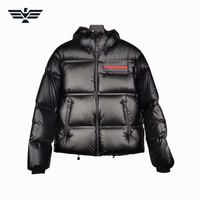 Blouson matelassé noir en PU pour homme, col montant, fermeture éclair, coupe-vent, épais, hiver, décontracté, coupe ample, couleur unie, manches classiques