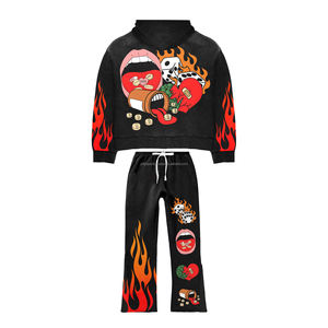 Marque privée Femme Tech Survêtement Polaire 69% Coton 31% Polyester Full Zip Hoodie Joggers Pantalon de survêtement Noir Hiver Survêtement - Product Image 3