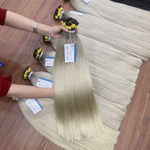 Premium 100% Extensiones de cabello Remy virgen vietnamita Super Double Drawn Machine Trama doble 100g Rubio a granel - Product Image 6