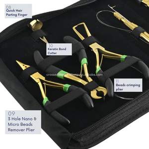 Kit d'outils d'extension de cheveux de vente chaude avec étui perles tirant la boucle et l'outil de crochet Kit d'outils d'extension de trame pince d'extension de cheveux - Product Image 4
