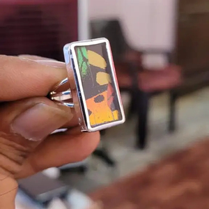 Anillos de Alas de Mariposa Naturales de Excelente Calidad, Última Colección 2024, Anillos de Alta Calidad, Anillo Ajustable de Moda, Plata - Product Image 1