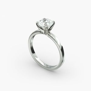 Bague de fiançailles solitaire géométrique ronde romantique avec diamant en moissanite pour toutes les occasions - Product Image 1