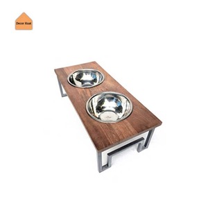 Cat <b>Dog</b> Water Drinking <b>Bowl</b> Luxury Royal Top Quality Wood <b>Stand</b> Pet Feeding Food Metal <b>Bowl</b> - Product Image 2
