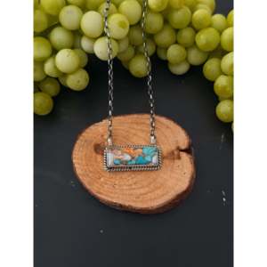 Collar de Barra de Plata de Ley y Turquesa Mohave Johnny Dixon para Regalo - Product Image 1