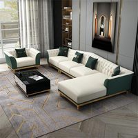 Ensemble de canapé en cuir en tissu postmoderne pour combinaison d'angle de salon avec chaise pour maison appartements villas