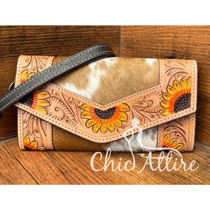 Nouveau portefeuille de sculpture usiné à la main de concepteur embrayage élégant en cuir véritable cheveux sur portefeuille en peau de vache portefeuilles de bracelet en cuir occidental - Product Image 1