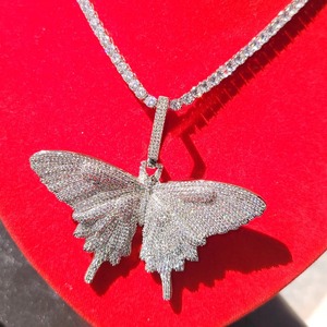 Moissanite Diamond Butterfly Necklace With Tennis <b>Chain</b> Hip Hop Jewelry Iced Out Butterfly Pendant Excellent Cut Gift for Her - Product Image 3