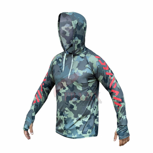 Sweat à capuche pour homme personnalisé 100% polyester UV UPF50, respirant, imperméable, évacuant l'humidité, manches longues, t-shirts de pêche avec masque - Product Image 1