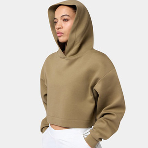 Fabricantes de Ropa, Sudaderas Extra Grandes con Hombros Caídos Personalizadas para Mujer, Sudadera Corta de Algodón de Felpa de Alta Calidad, Ropa Urbana para Mujer - Product Image 4