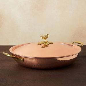 Casserole d'ustensiles de cuisine Ruffoni à texture martelée en cuivre de haute qualité avec poignées et support en acier argenté - Product Image 4