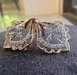 Belles boucles d'oreilles en or 14K et 18K avec diamant naturel rond taille brillant certifié par une tierce partie cadeau parfait pour elle - Product Image 1