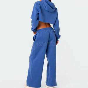 ¡Venta al por mayor de pantalones acampanados personalizados para mujer, ropa de calle con cintura elástica para el invierno con estilo frontal plano en línea! - Product Image 3