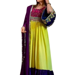 Personnalisé 3 pièces modeste parole longueur robe afghane pour les femmes Vintage respirant fête de mariage porter Kuchi dentelle décorée pour les adultes - Product Image 1