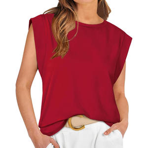 Chemise sans manches pour femmes, coton premium 180 GSM, élasthanne, tissu lisse et doux, couleur unie, impression de logo personnalisé, chemises en coton pour femmes - Product Image 1