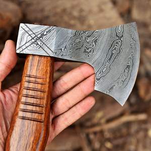 Personalizado hecho a mano de acero de Damasco Tomahawk DIY Industrial mango de madera Funda de cuero directo de fábrica suministro al aire libre caza Camping - Product Image 5