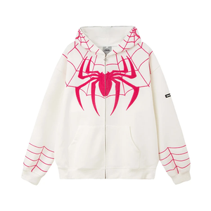 Veste à capuche surdimensionnée Y2K Spider personnalisée brodée fermeture éclair complète unisexe Hip Hop Streetwear coupe ample sweats à capuche pour hommes - Product Image 6