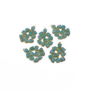 สร้อยคออัญมณีธรรมชาติจี้หยดน้ำฝนอเมซอนชุบทองป้องกันการเสื่อมเสียทำด้วยมือ - Product Image 1